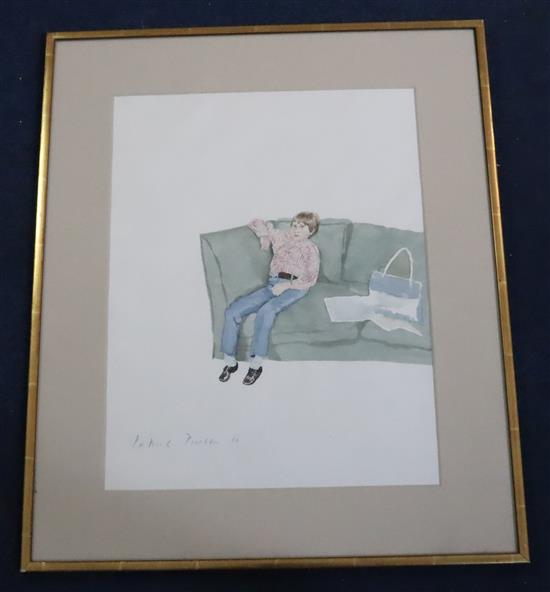 § Patrick Procktor (1936-2003) Teenager seated on a sofa 18 x 13.75in.